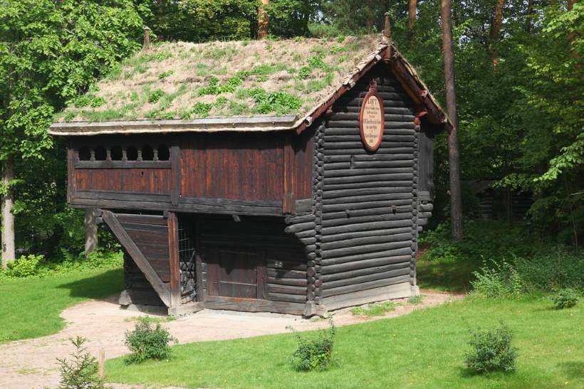 old Norwegian house with green roof
